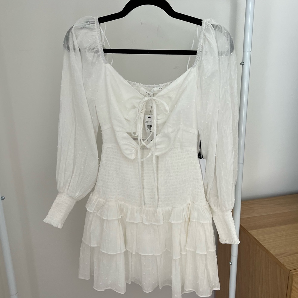 White ASTR Ruffle Dress Small - Picture 3 of 5
